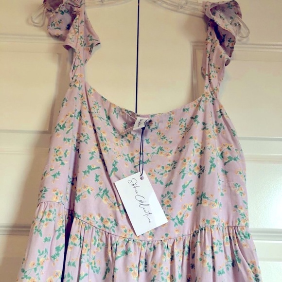NWT SOKIE COLLECTIVE The Summer Flutter Lavender Yellow Floral Midi Dress L - Picture 3 of 6